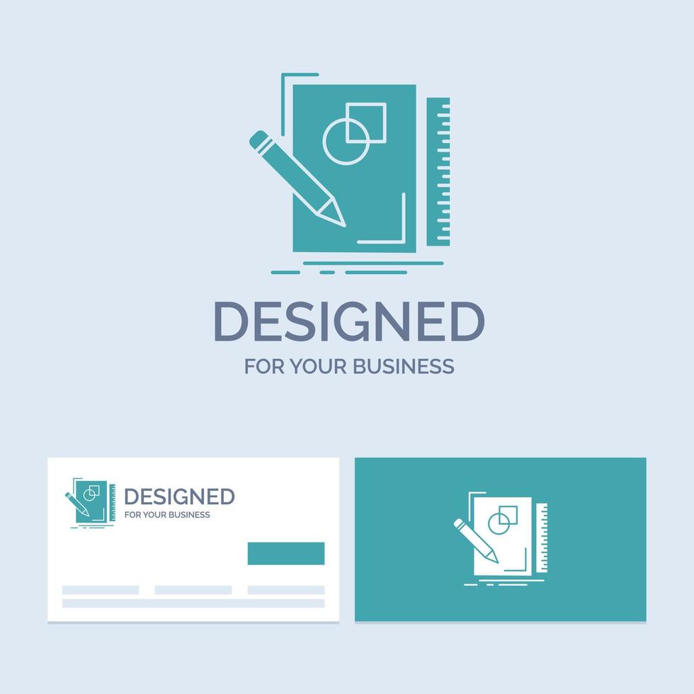 sketch. sketching. design. draw. geometry Business Logo Glyph Icon Symbol for your business. Turquoise Business Cards with Brand logo template. vector