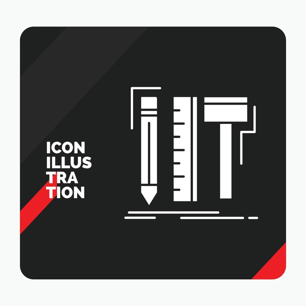 Red and Black Creative presentation Background for Design. designer. digital. tools. pencil Glyph Icon vector