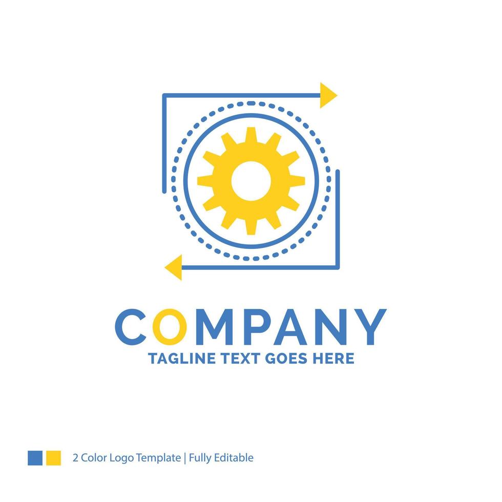 Business. gear. management. operation. process Blue Yellow Business Logo template. Creative Design Template Place for Tagline. vector
