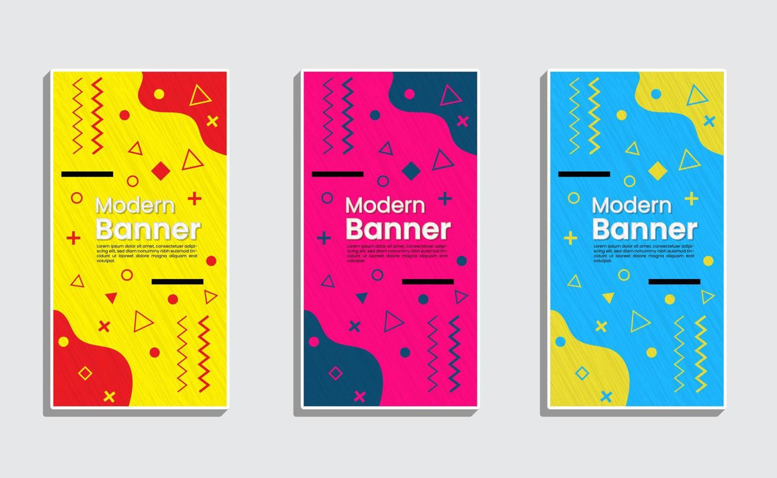 Vertical Banner Design - Modern Memphis Theme and Color Options Available. vector