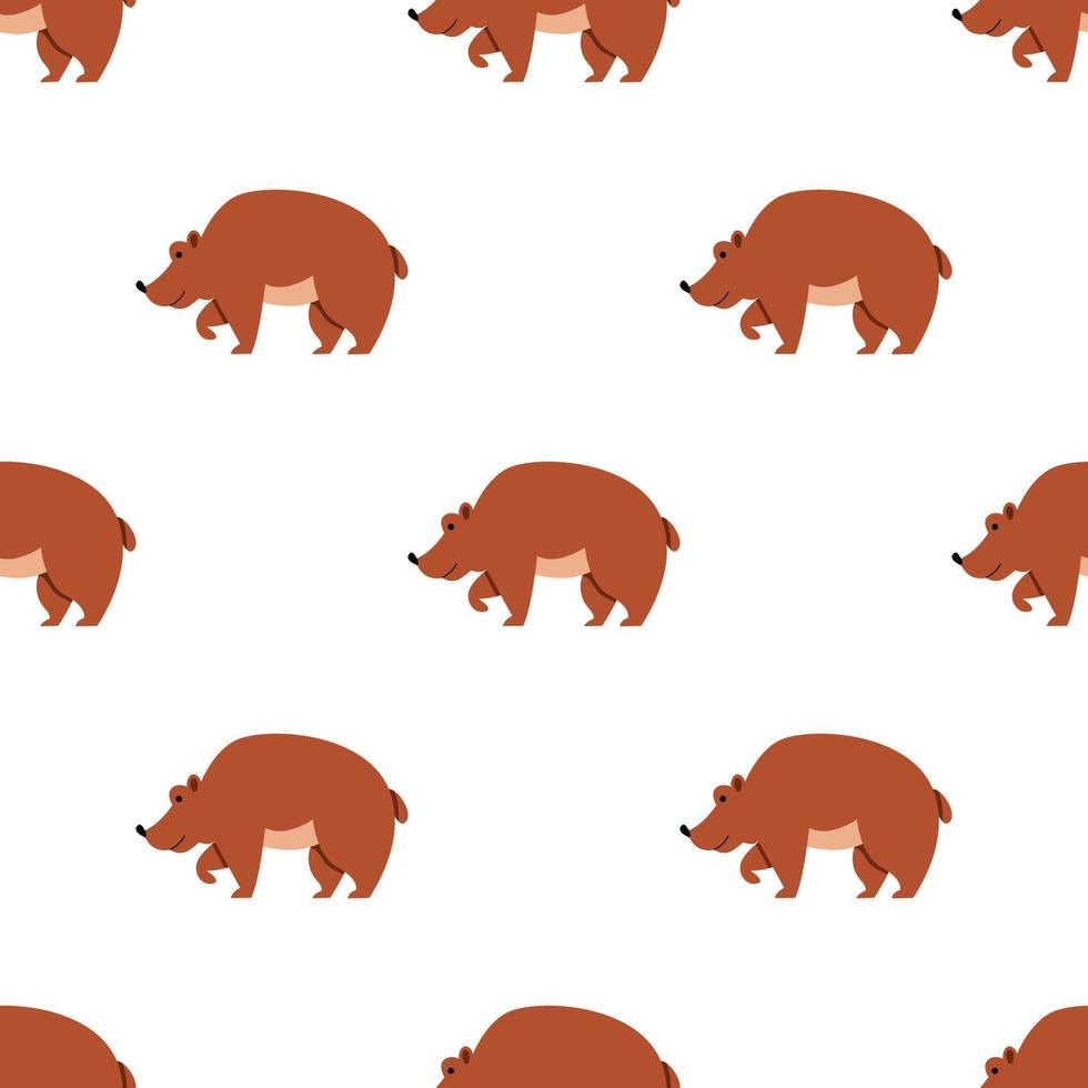 Children s seamless pattern with a bear on white background. vector