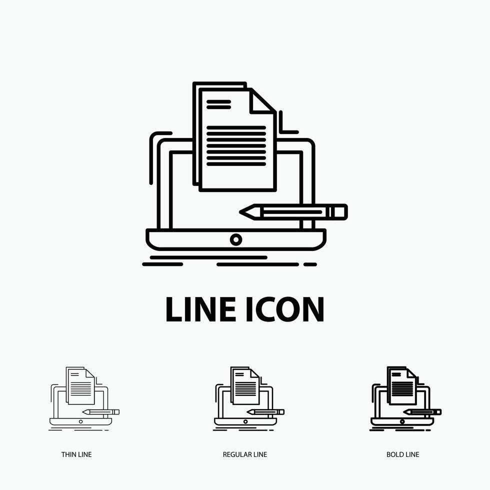 Coder. coding. computer. list. paper Icon in Thin. Regular and Bold Line Style. Vector illustration