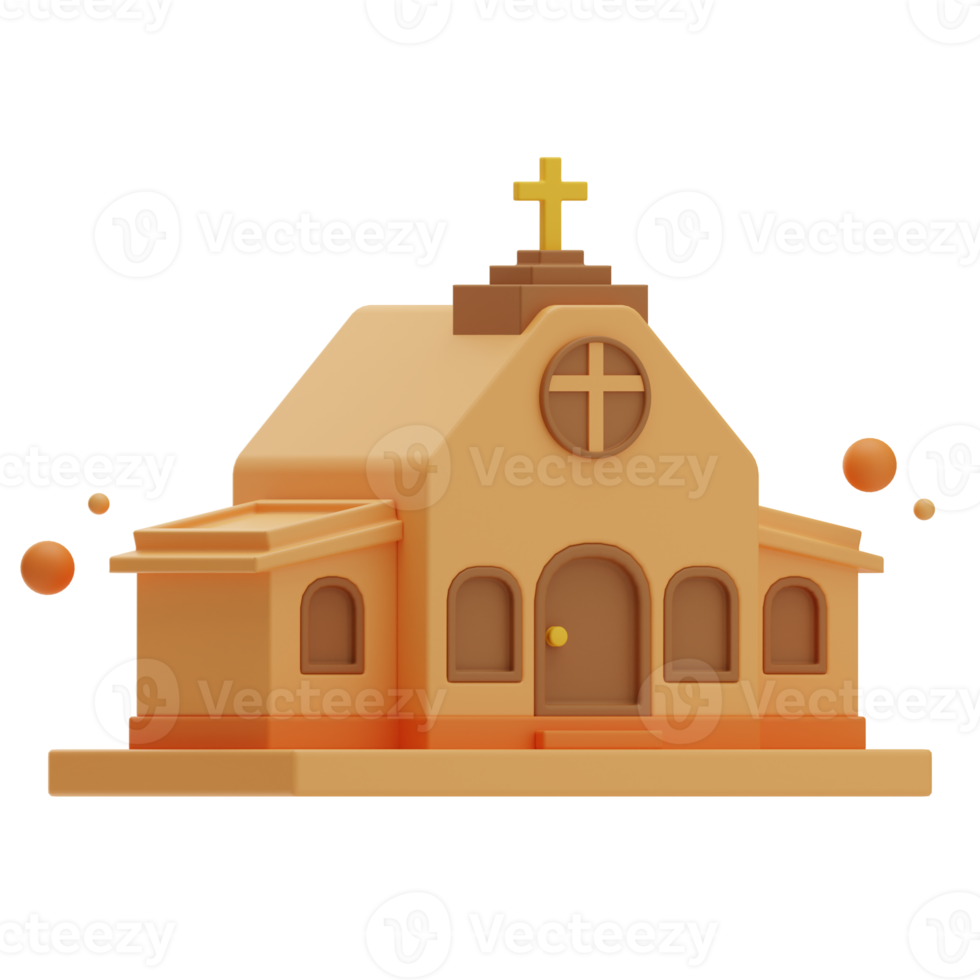 Thanksgiving object church, 3d Illustration png