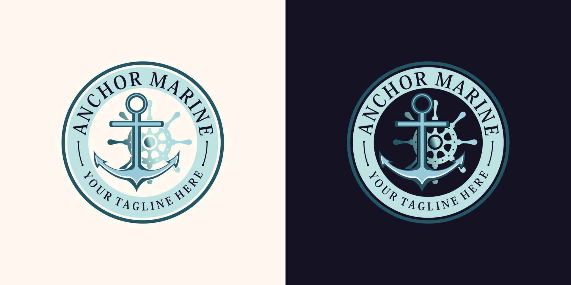 diseño de logotipo de ancla para icono de marinero con vector premium de concepto creativo