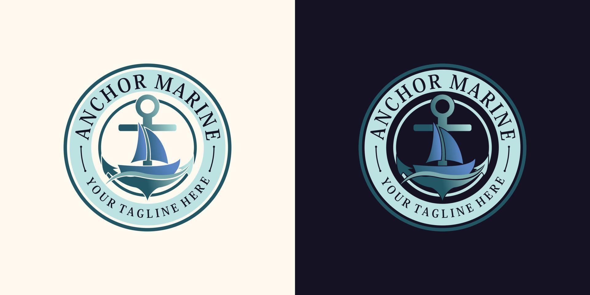 diseño de logotipo de ancla para icono de marinero con vector premium de concepto creativo