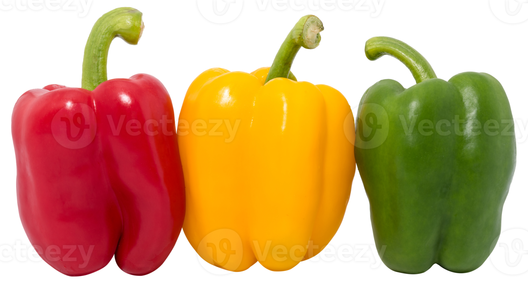 Fresh vegetables Three sweet Red, Yellow, Green Peppers isolated png