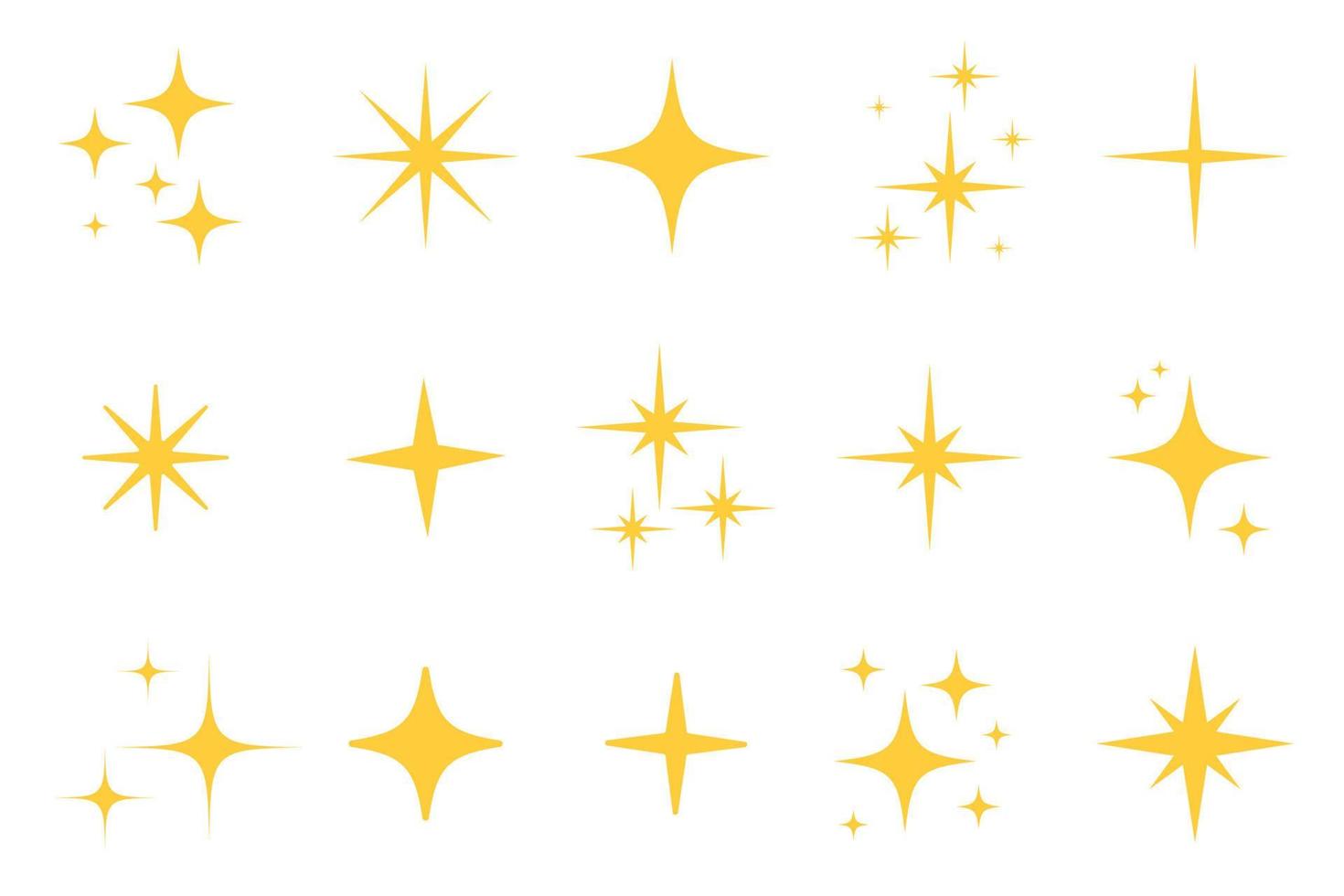 Flash sparkle flat star icon set vector