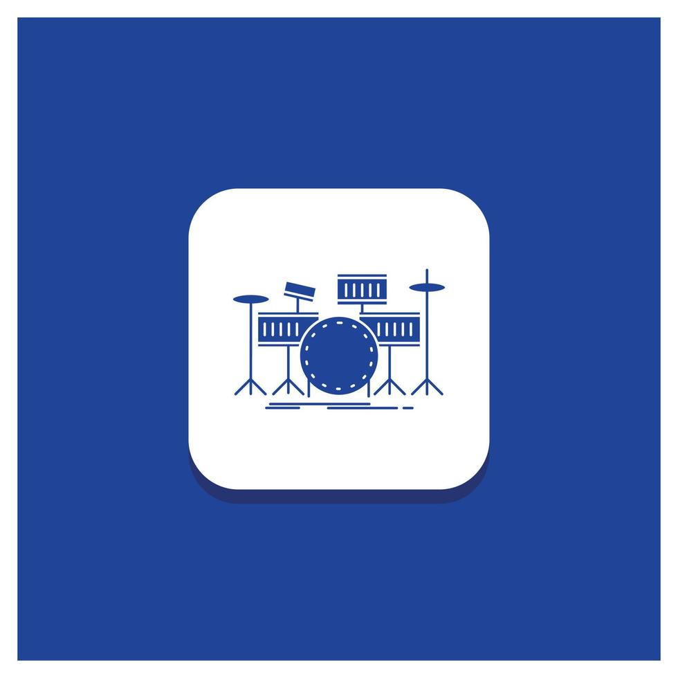 Blue Round Button for drum. drums. instrument. kit. musical Glyph icon vector