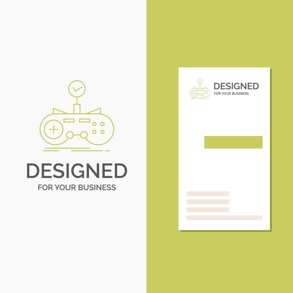 Business Logo for Check. controller. game. gamepad. gaming. Vertical Green Business .Visiting Card template. Creative background vector illustration