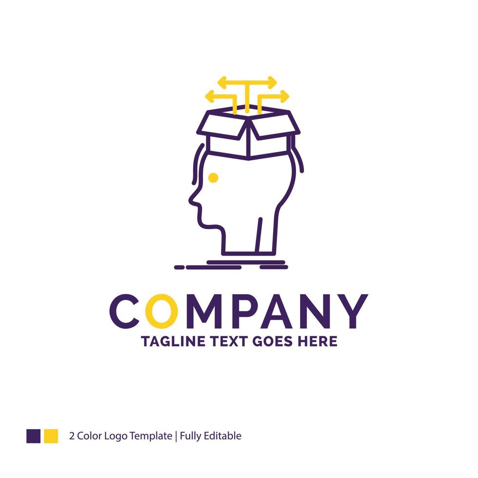 Company Name Logo Design For Data. extraction. head. knowledge. sharing. Purple and yellow Brand Name Design with place for Tagline. Creative Logo template for Small and Large Business. vector