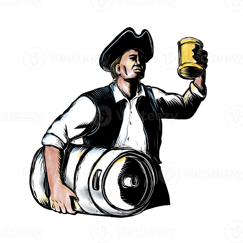 American Patriot Carry Beer Keg Scratchboard png