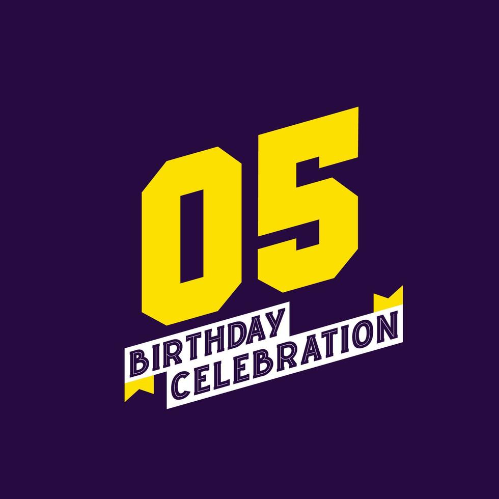 Diseño de vector de celebración de 5º cumpleaños, cumpleaños de 5 años