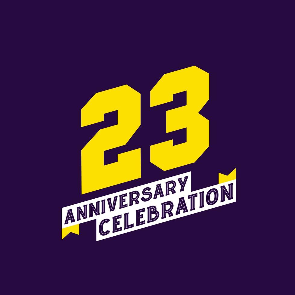 Diseño vectorial de celebración del 23 aniversario, 23 años de aniversario vector