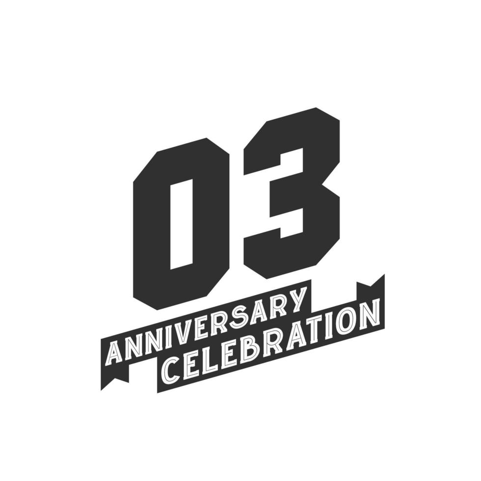 3 Anniversary Celebration greetings card,  3rd years anniversary vector