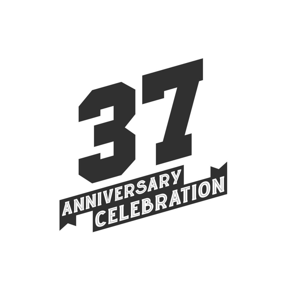 37 Anniversary Celebration greetings card,  37th years anniversary vector