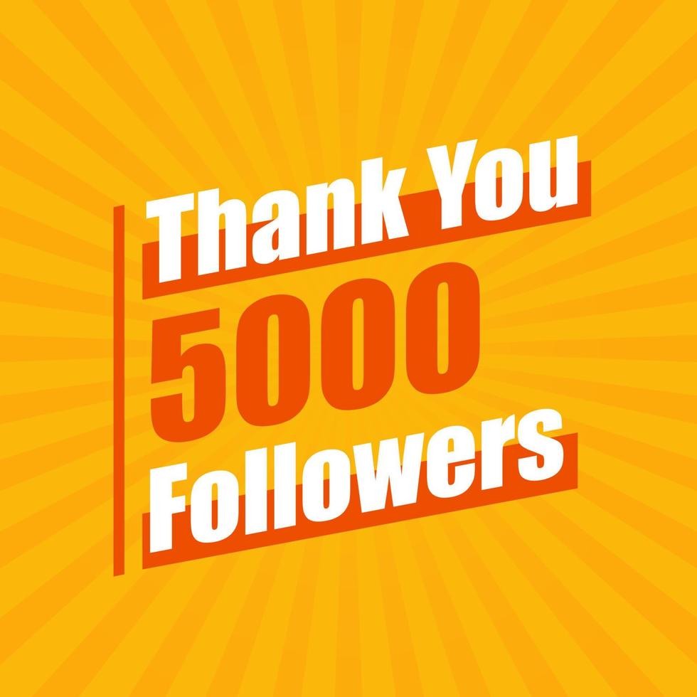 Thanks 5000 followers, 5K followers celebration modern colorful design. vector