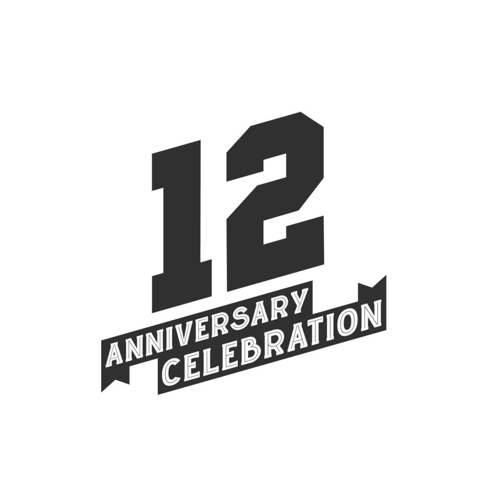 12 Anniversary Celebration greetings card,  12th years anniversary vector