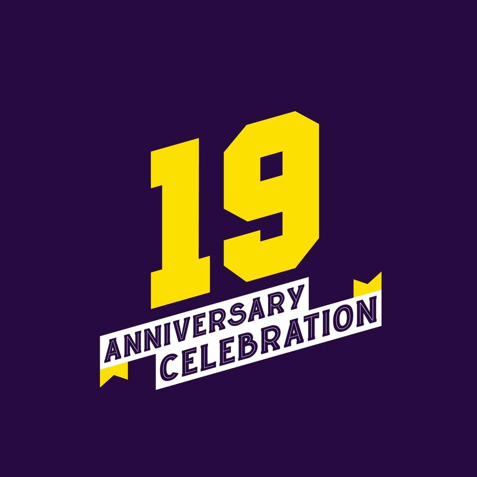 19th Anniversary Celebration vector design,  19 years anniversary