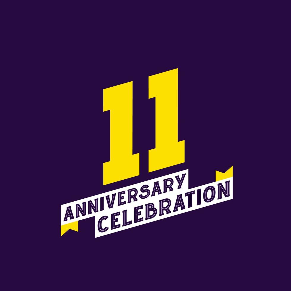 11th Anniversary Celebration vector design,  11 years anniversary