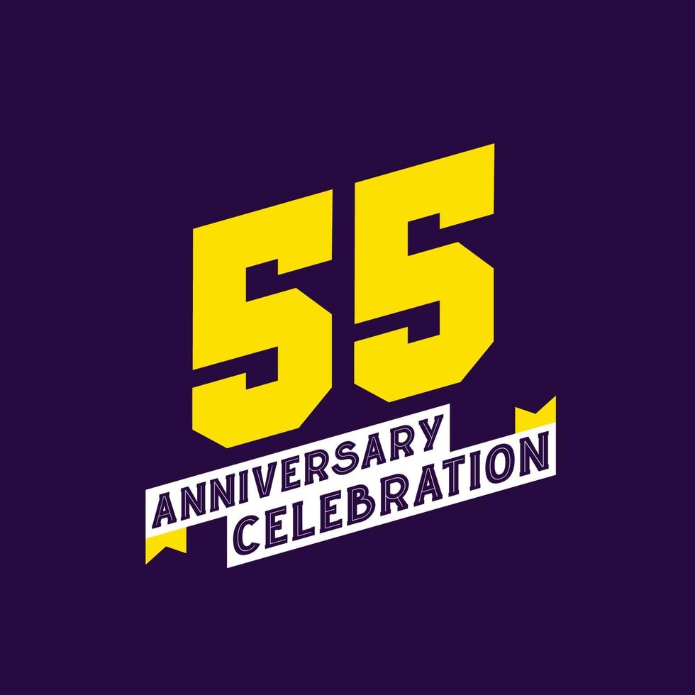 Diseño vectorial de celebración del 55 aniversario, aniversario de 55 años vector