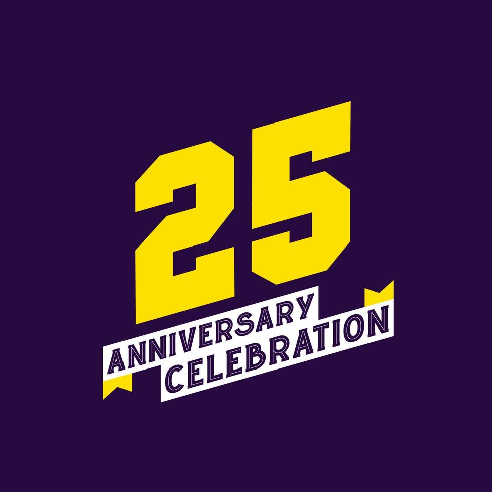 Diseño vectorial de celebración del 25 aniversario, 25 años de aniversario vector
