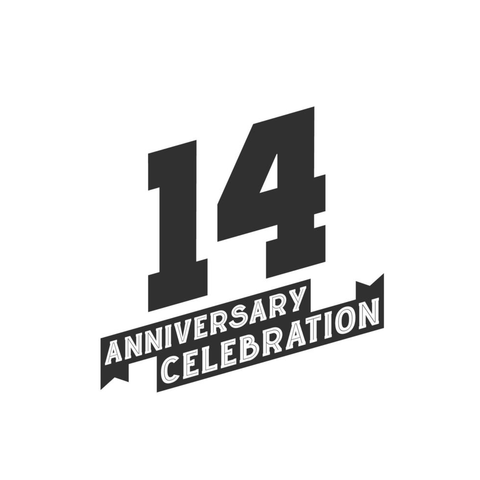 14 Anniversary Celebration greetings card,  14th years anniversary vector
