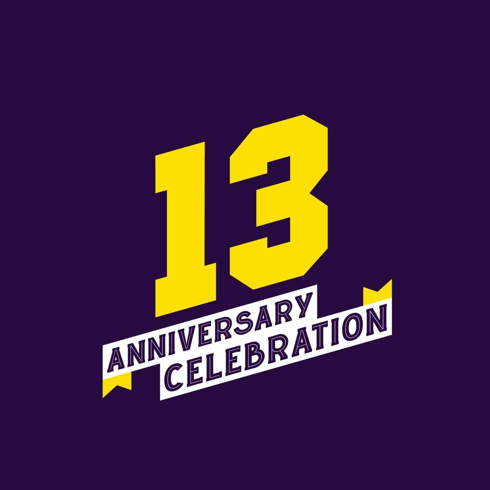 13th Anniversary Celebration vector design,  13 years anniversary