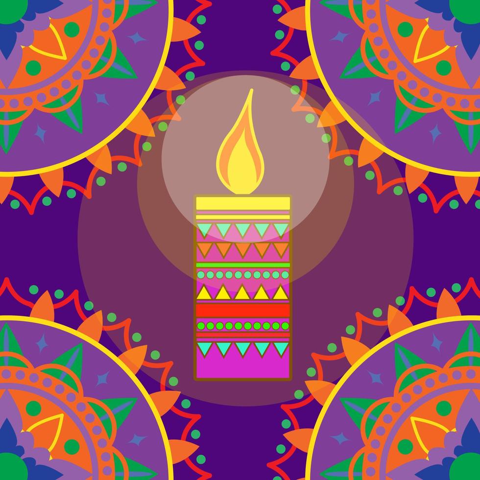 fondo de vela de diwali de vector de dibujos animados