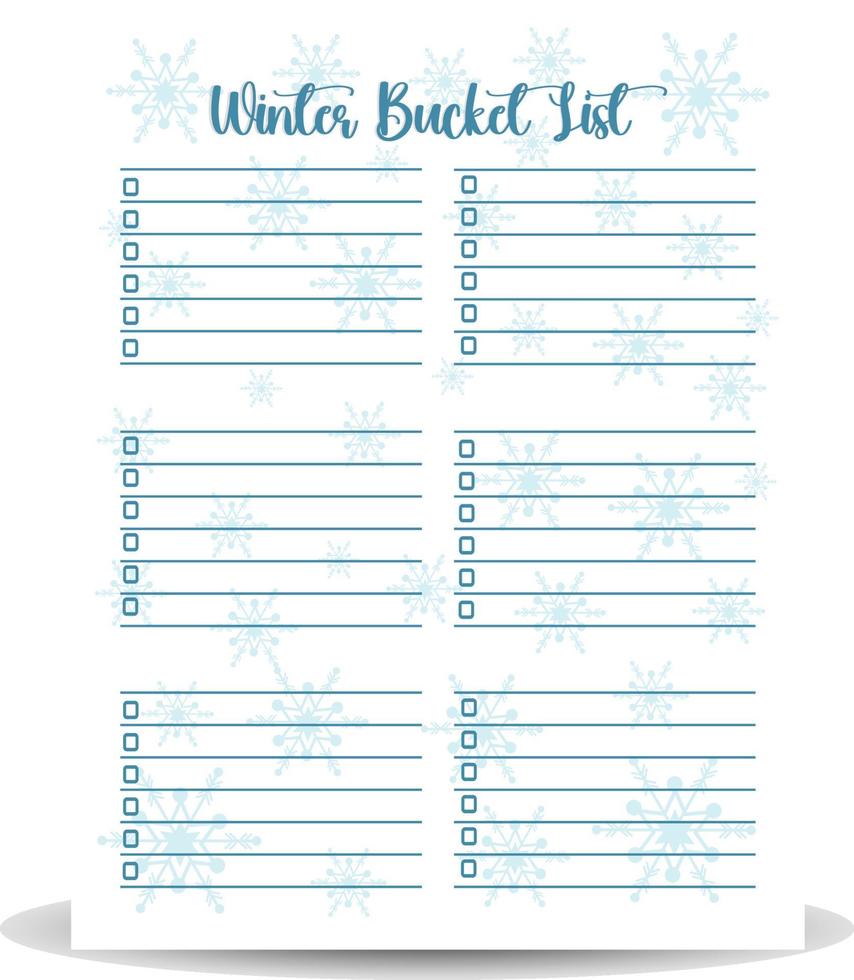 Winter Bucket List vector