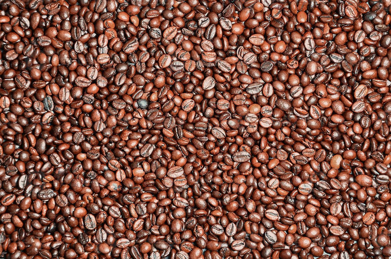 Background texture of a huge number of fragrant and fresh brown roasted coffee grains photo