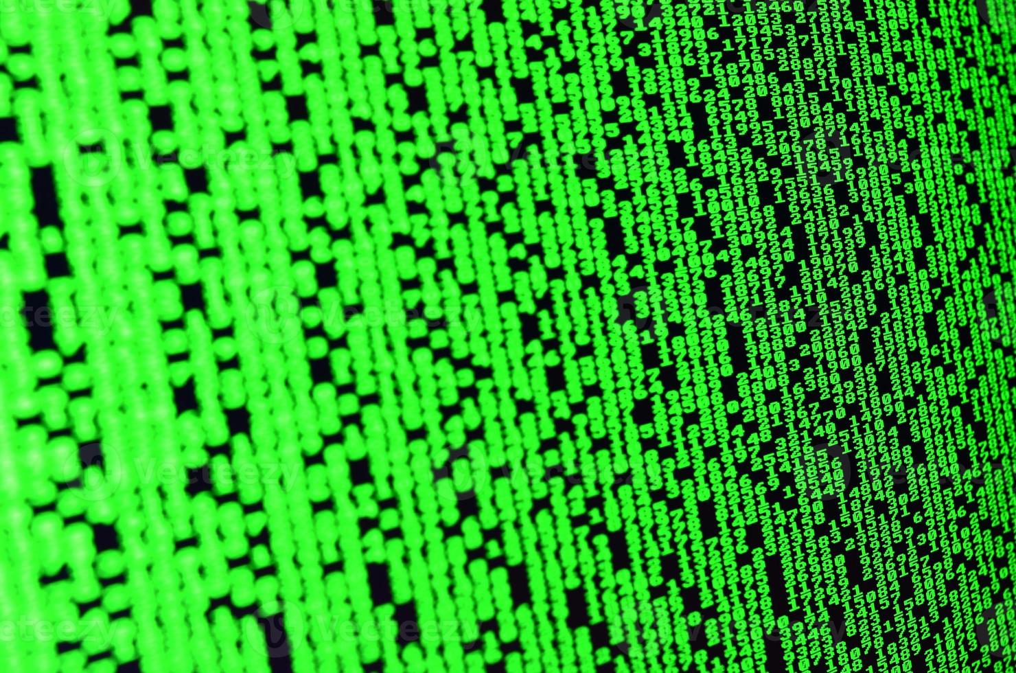 Macro of password selection on the monitor of the office computer. The concept of hacking the protection of a personal data keeper. The stream of supposed digital passwords of four and five digits photo