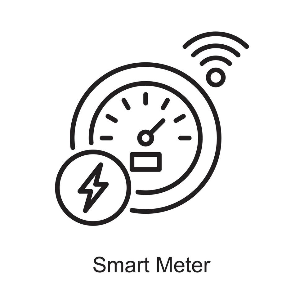 Smart Meter vector Outline Icon Design illustration. Internet of Things Symbol on White background EPS 10 File