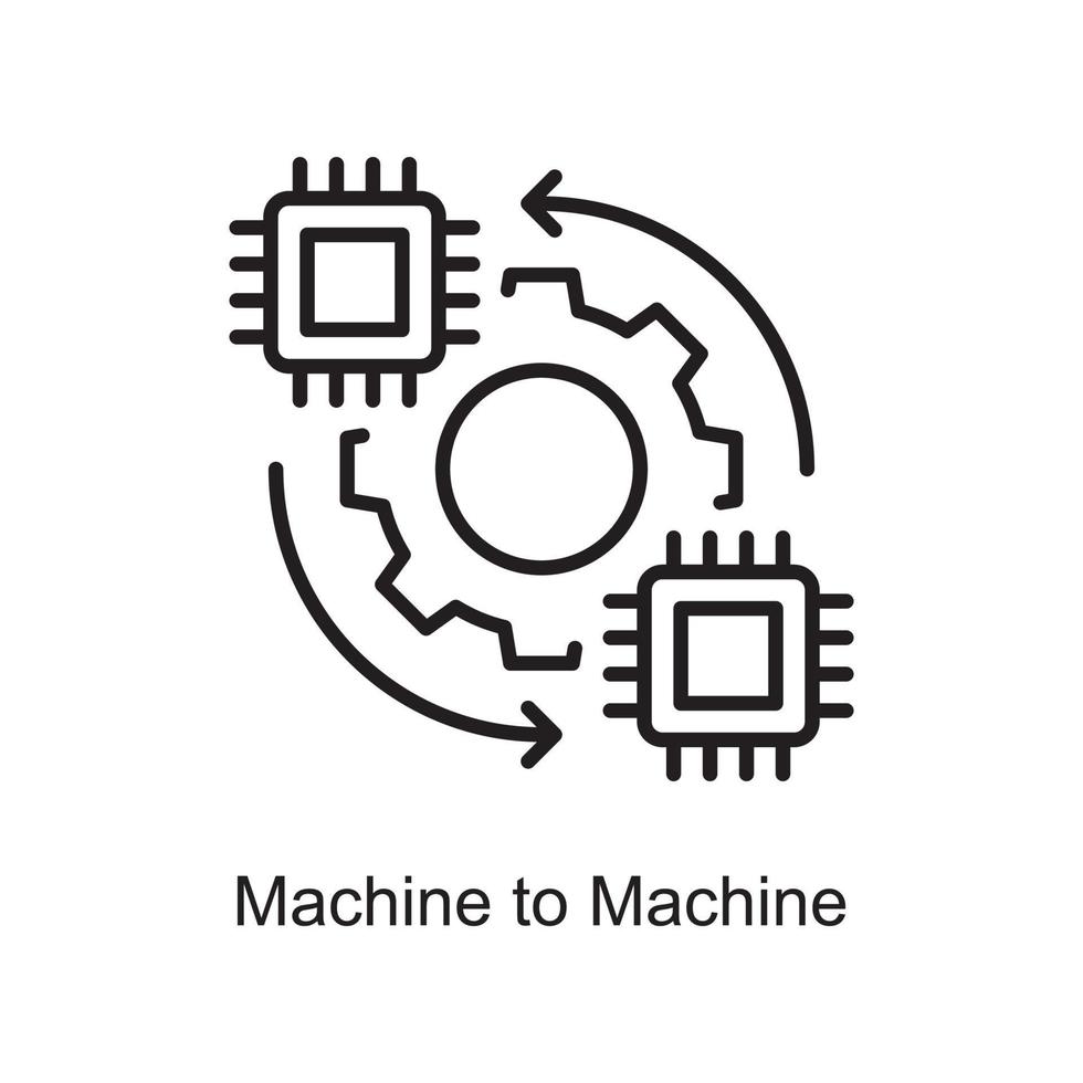 ilustración de diseño de icono de contorno de vector de máquina a máquina. símbolo de internet de las cosas en el archivo eps 10 de fondo blanco