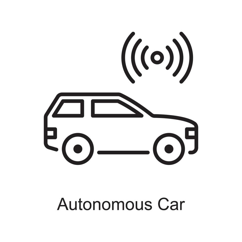 Autonomous Car vector Outline Icon Design illustration. Internet of Things Symbol on White background EPS 10 File