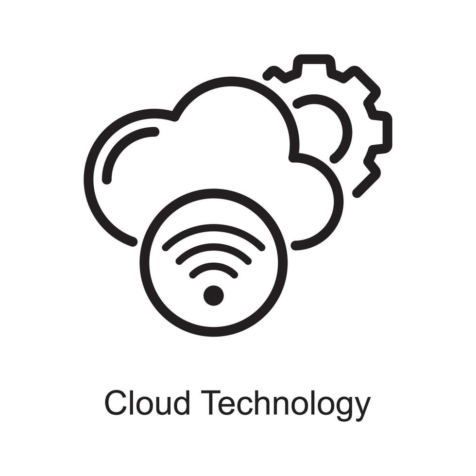 Cloud Technology vector Outline Icon Design illustration. Internet of Things Symbol on White background EPS 10 File