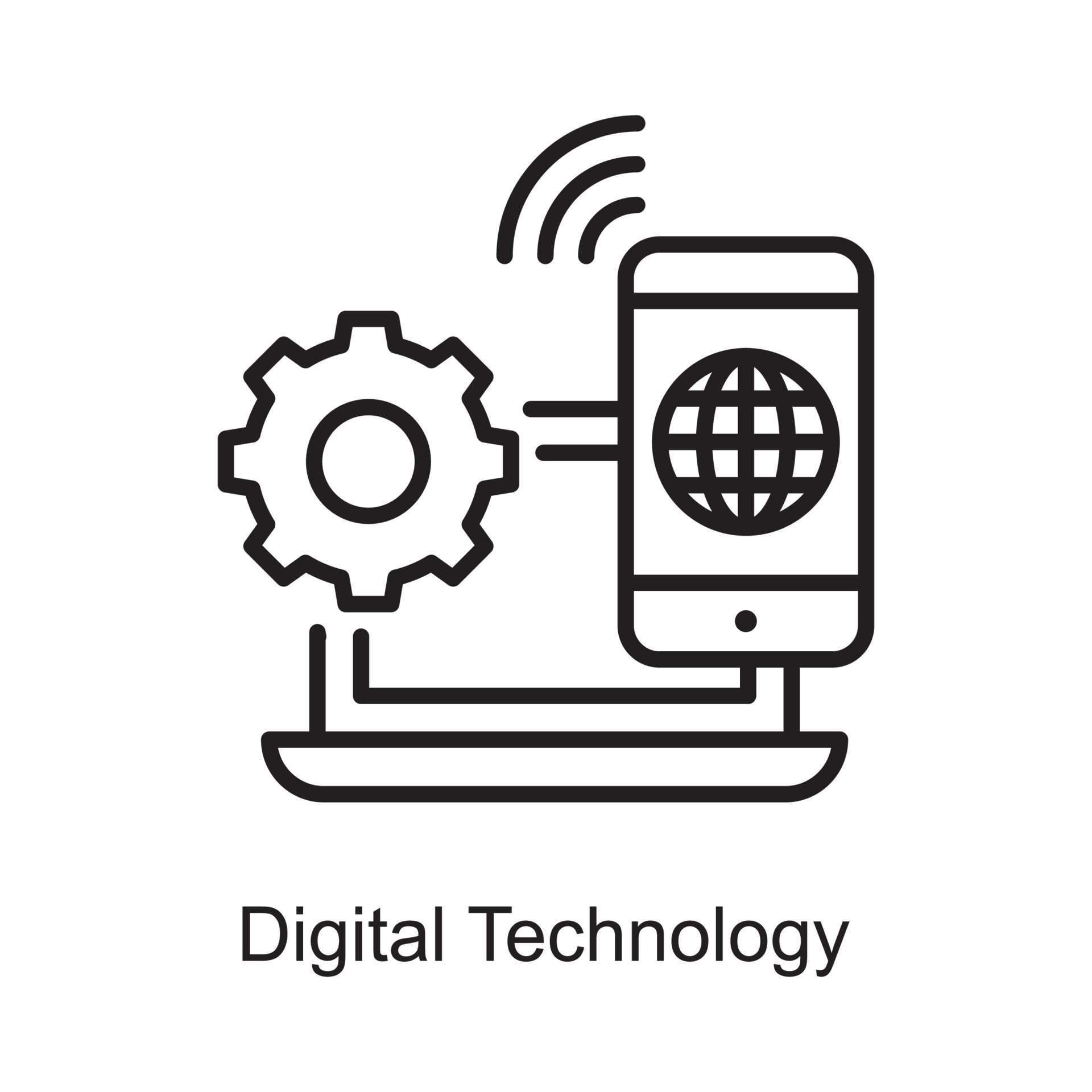 Digital Technology vector Outline Icon Design illustration. Internet of