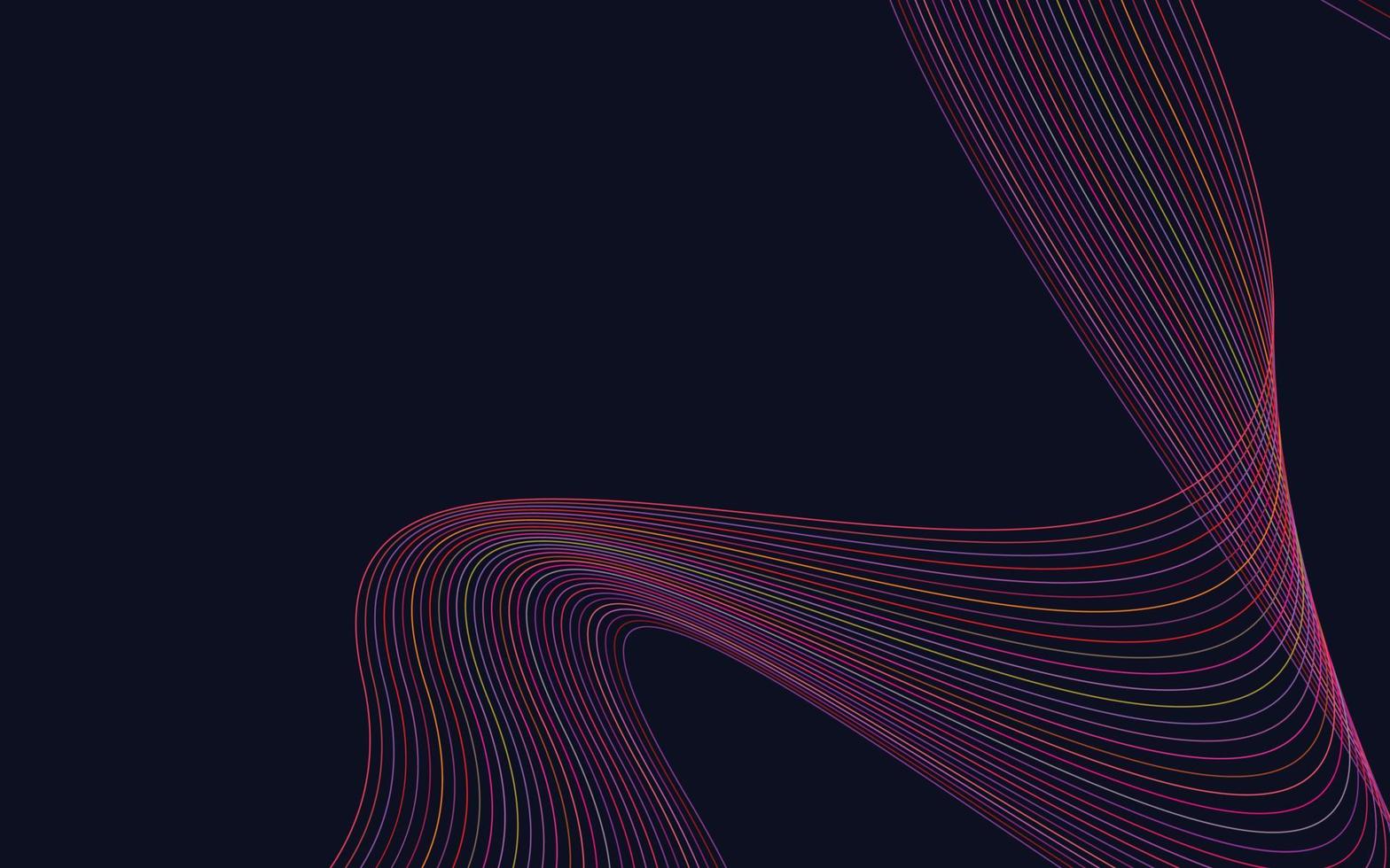 ola de las muchas líneas de colores. Fondo de rayas onduladas abstractas aislado vector