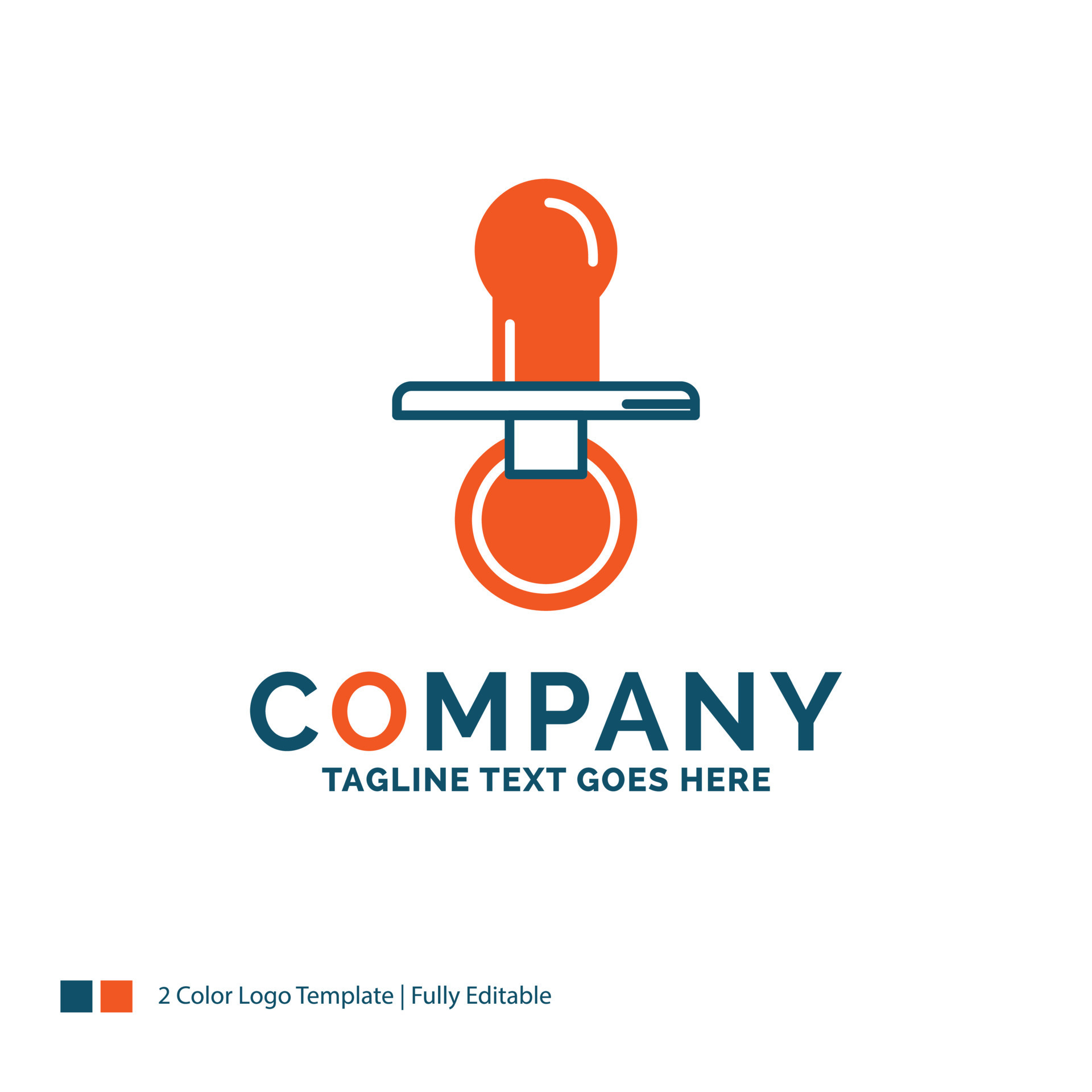 nipple. baby. dummy. pacifier. kids Logo Design. Blue and Orange Brand