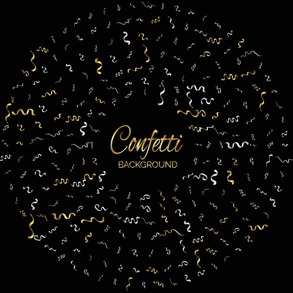 Gold Confetti Isolated On black Background. Celebrate Vector Illustration