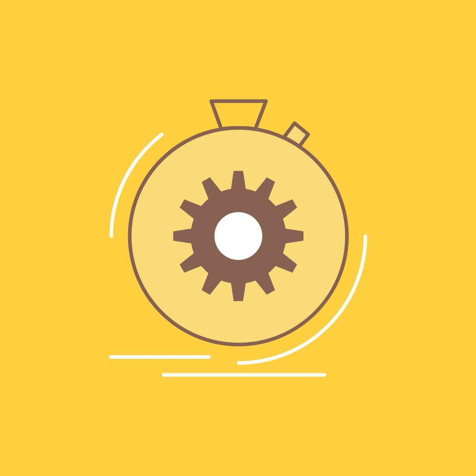 Action. fast. performance. process. speed Flat Line Filled Icon. Beautiful Logo button over yellow background for UI and UX. website or mobile application vector