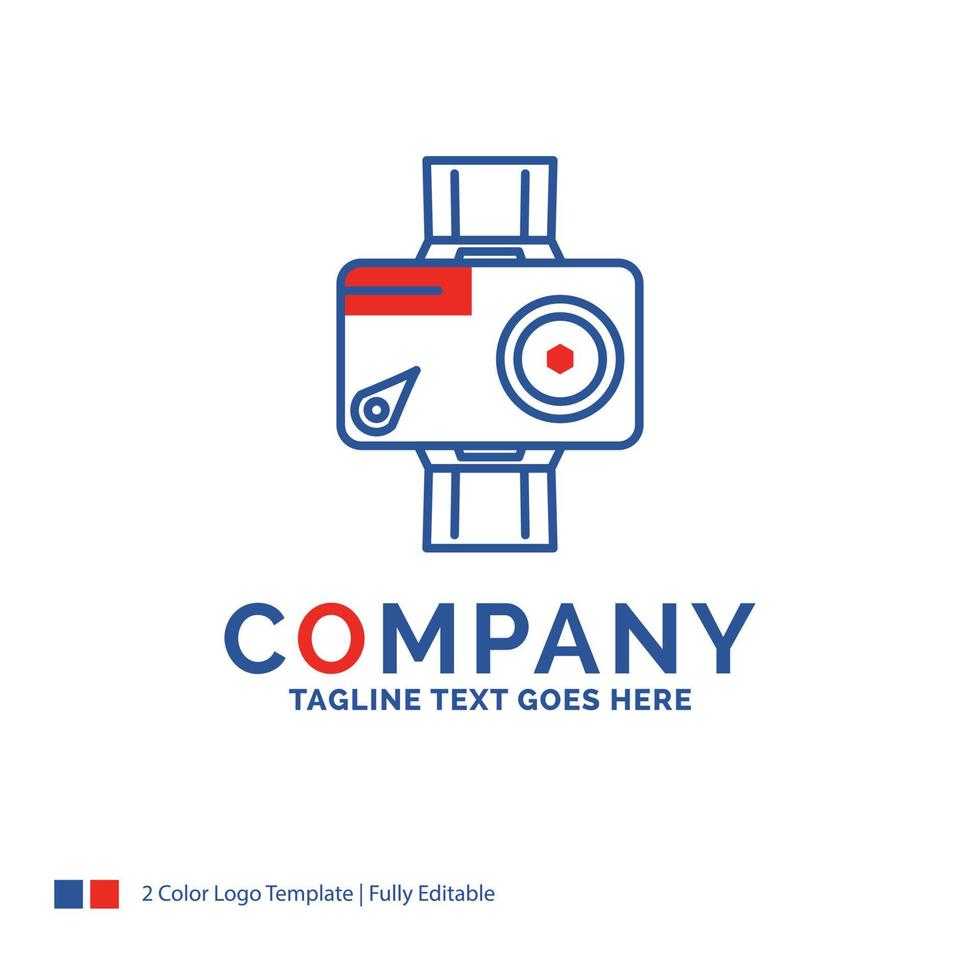 Company Name Logo Design For camera. action. digital. video. photo. Blue and red Brand Name Design with place for Tagline. Abstract Creative Logo template for Small and Large Business. vector