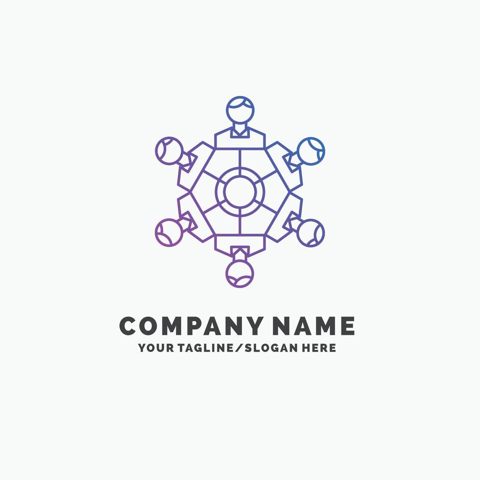 Cooperation. friends. game. games. playing Purple Business Logo Template. Place for Tagline vector