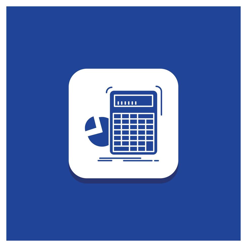 Blue Round Button for calculator. calculation. math. progress. graph Glyph icon vector