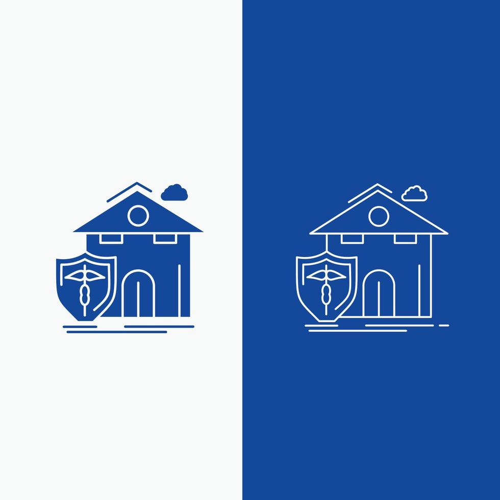 insurance. home. house. casualty. protection Line and Glyph web Button in Blue color Vertical Banner for UI and UX. website or mobile application vector