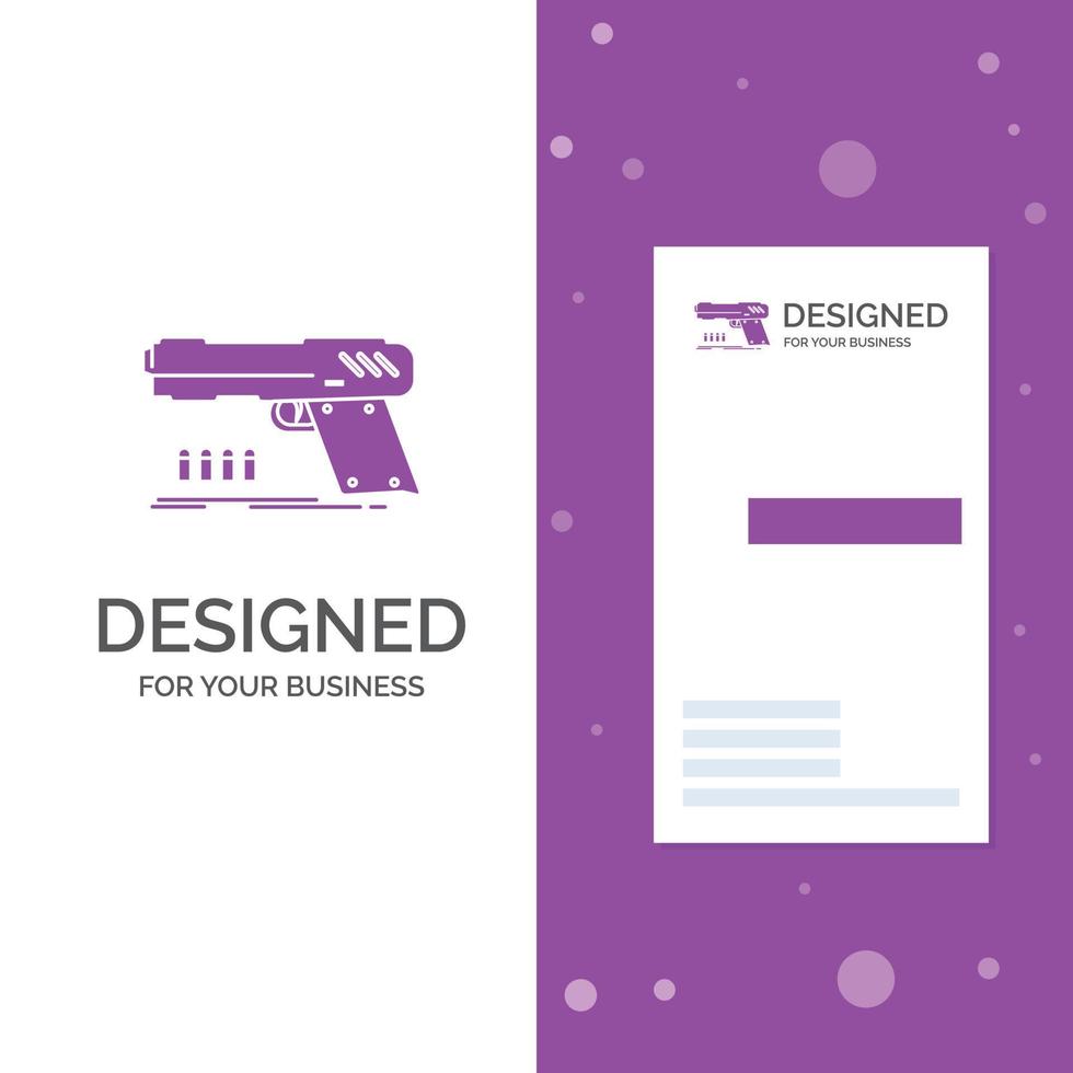 Business Logo for gun. handgun. pistol. shooter. weapon. Vertical Purple Business .Visiting Card template. Creative background vector illustration