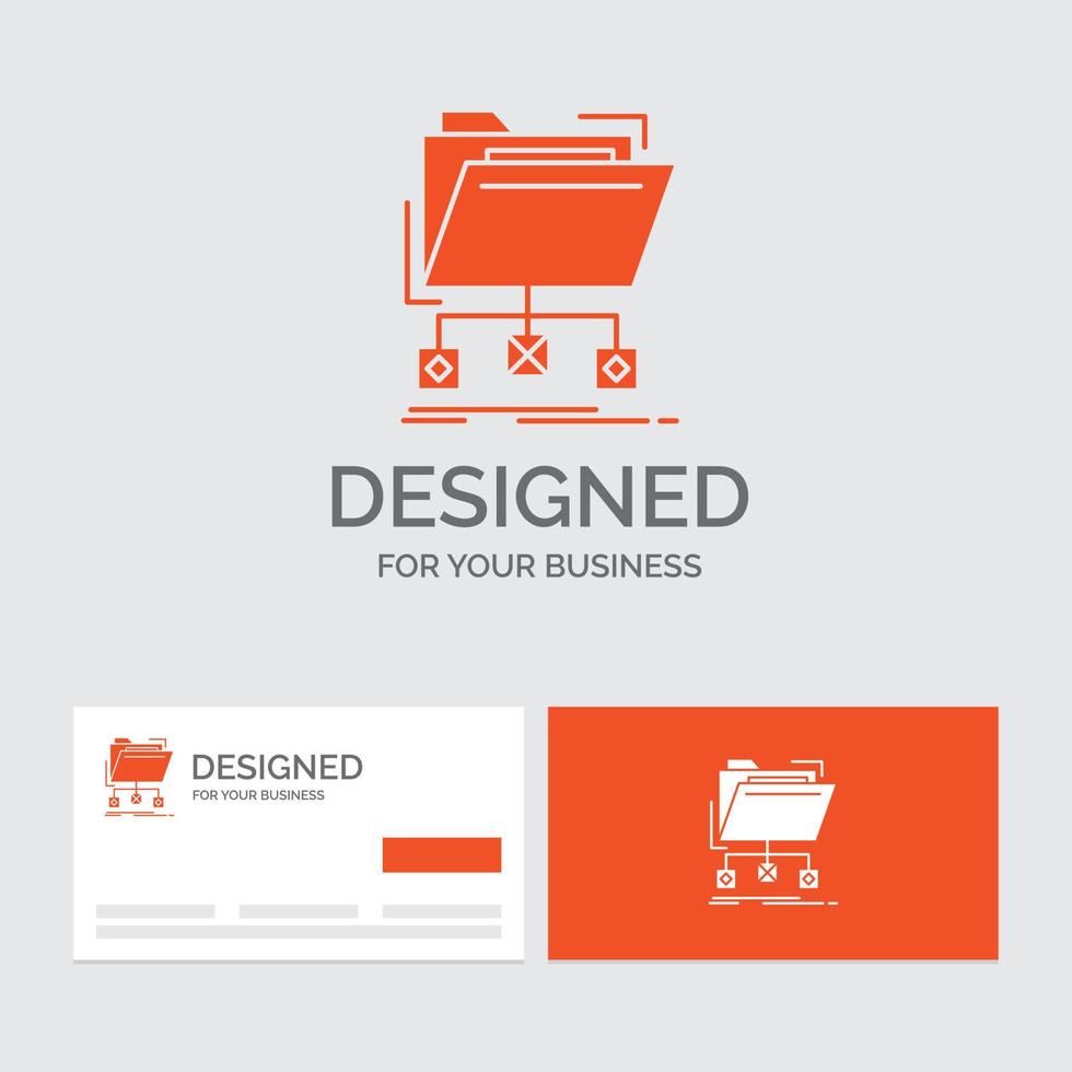 Business logo template for backup. data. files. folder. network. Orange Visiting Cards with Brand logo template. vector