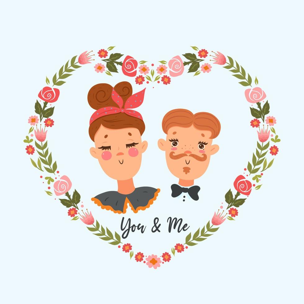 retrato de una linda pareja. estado de ánimo del día de san valentín. gráficos vectoriales vector