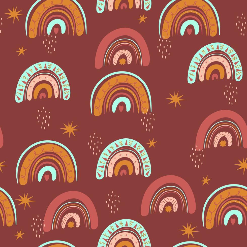 patrón de arco iris sin costuras en estilo boho. gráficos vectoriales vector