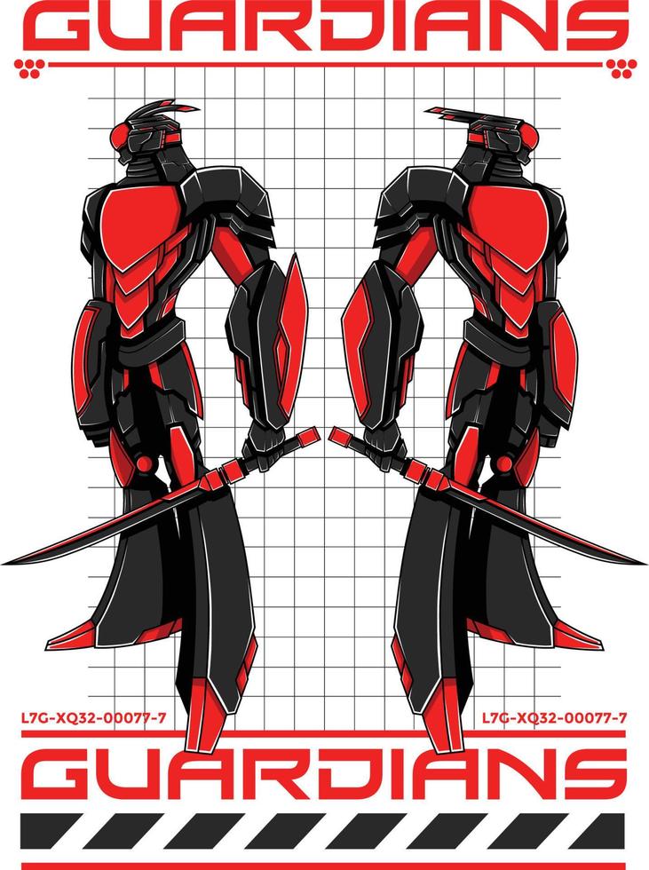 robot con ilustración de vector de espada