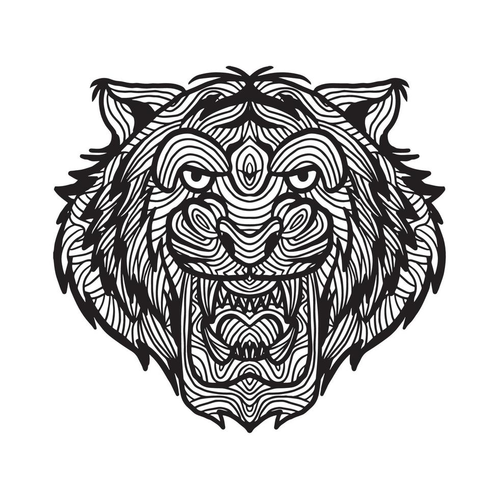 Tiger Head Doodle Pattern vector